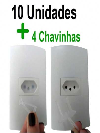 10 unidades Protetor de Tomada Transparente + 4 Chavinhas Segurança Bebê