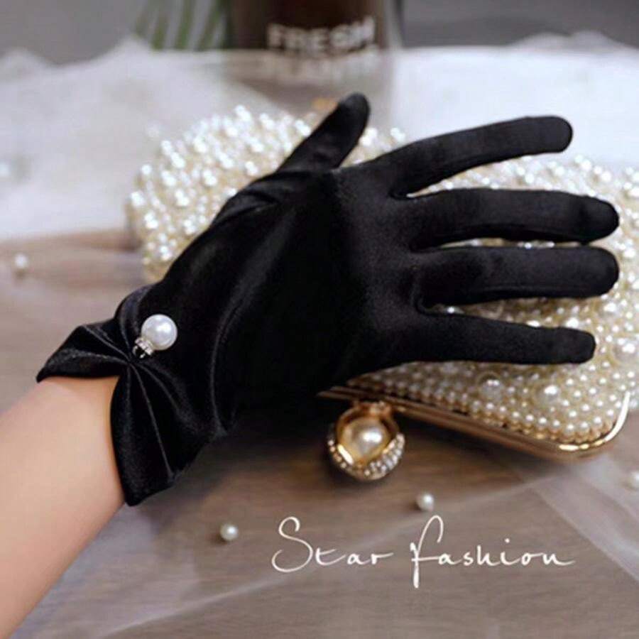 Gants Longs Sans Doigts Femme 50 Cm - Satin Blanc Pour Mariée, Soirée, Costume