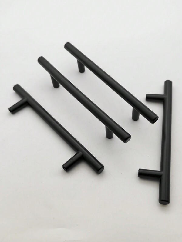 4pcs/Set Modern Simple Black Aluminum Alloy T-Shaped Drawer Pulls