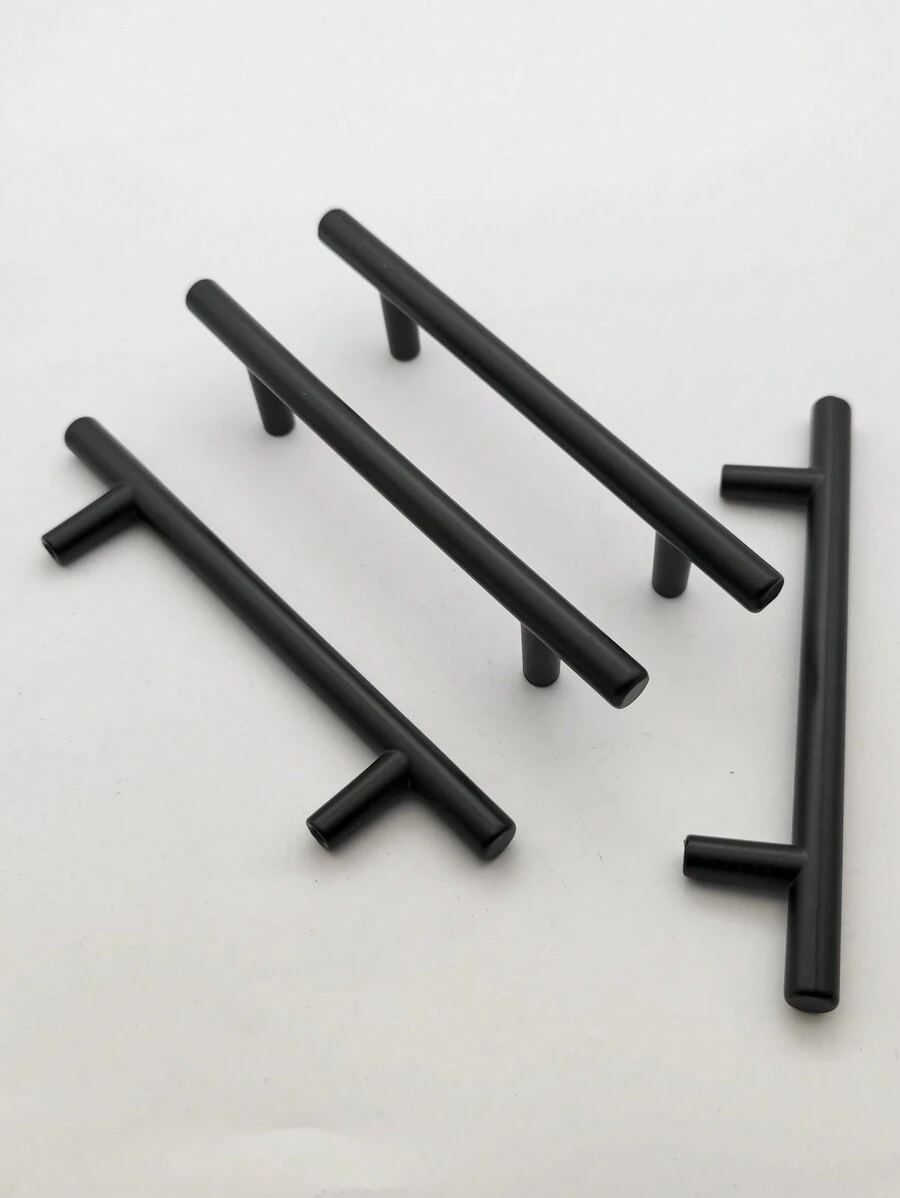 4pcs/Set Modern Simple Black Aluminum Alloy T-Shaped Drawer Pulls