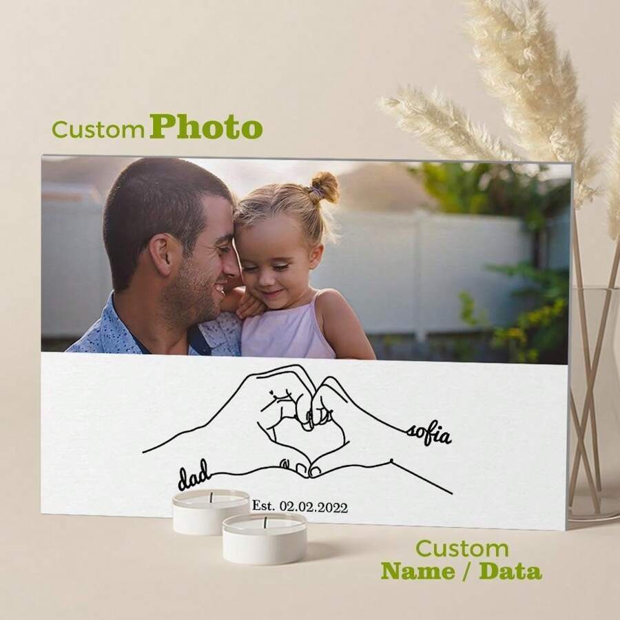 1 Miếng tranh sơn dầu Treo tranh Với Phong tục Hình chụp , Trẻ em Tên Và Ngày Bố Và Vẽ tay Nắm tay Bump Thiết kế Ngày của Cha Qủa tặng Vui Quà sinh nhật Đối với Bố Con gái Hiện đại Tác phẩm nghệ thuật Bức tranh Đóng khung 4 Kích thước Tự chọn tranh sơn dầu Đối với Phòng khách Phòng ngủ Phòng tắm Phòng ăn Nhà  Văn phòng Trang trí tường - Phong cách 4 - Xem 1