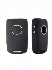 1pc Black Silicone Key Fob Cover, Anti-Drop, 2-Button, Fit For Car - Black - View 1