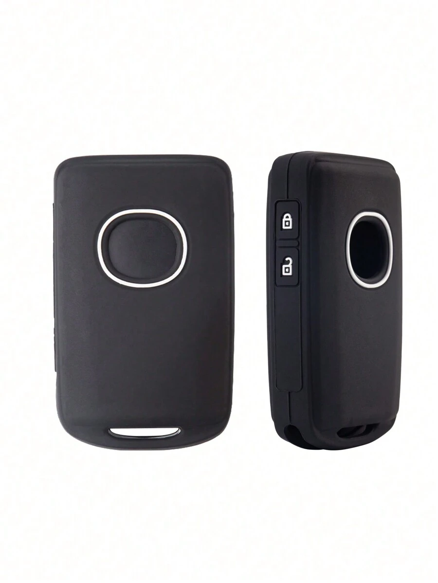 1pc Black Silicone Key Fob Cover, Anti-Drop, 2-Button, Fit For Car - Black - View 1