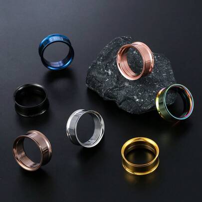 2入組圓形316不鏽鋼耳環隧道塞子擴張器穿刺女性身體珠寶日常佩戴