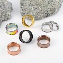 2入組圓形316不鏽鋼耳環隧道塞子擴張器穿刺女性身體珠寶日常佩戴 - 彩色 - 查看 2