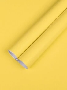 1 Roll Solid Blue Wallpaper Grey Blue Contact Paper Pure Blue Peel And Stick Wallpaper Matte Blue Textured Vinyl Film Self-Adhesive Removable Thicken Paper For Wall Countertop Cabinet - Yellow - View 2