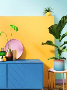 1 Roll Solid Blue Wallpaper Grey Blue Contact Paper Pure Blue Peel And Stick Wallpaper Matte Blue Textured Vinyl Film Self-Adhesive Removable Thicken Paper For Wall Countertop Cabinet - Yellow - View 3