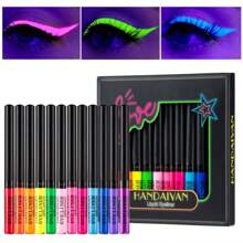 beauty glazed Neon Liquid Eyeliner Set, 12 Colors UV Glow Matte Eyeliner, Waterproof & Smudgeproof Long Lasting Colorful Fluorescent Body Face Paint Makeup For Daily Wear And Halloween Christmas - Nhiều màu - Xem 1