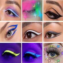 beauty glazed Neon Liquid Eyeliner Set, 12 Colors UV Glow Matte Eyeliner, Waterproof & Smudgeproof Long Lasting Colorful Fluorescent Body Face Paint Makeup For Daily Wear And Halloween Christmas - Nhiều màu - Xem 7