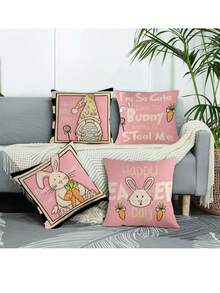 4 cái/bộ lễ Phục sinh Chủ đề Thỏ , Trứng , Hoa , Củ cà rốt Gối trang trí bìa Không có Gối Bên trong Đối với Sofa Nhà  Đồ trang trí - trái cam - Xem 1