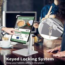 Anti-Theft Tablet Kiosk Stand, Aluminum Alloy With Security Lock And Key 360° Swivel Security IPad Desktop Floor Stand Easy Office Painting Design Comfortable Neck Protector For 7-11 Inch Tablets - Silver - View 5