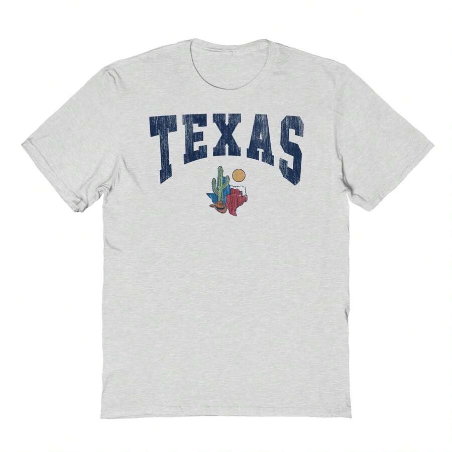 Haywood & Main Texas Graphic Ash Grey Men's Cotton Short-Sleeve T-Shirt - Light Grey - View 1