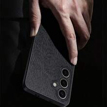 Business Style High-End Soft Silicone Protective Case With Tree Bark Pattern Compatible With Samsung Galaxy S24/S24 Plus/S22 Ultra - Grey - View 6