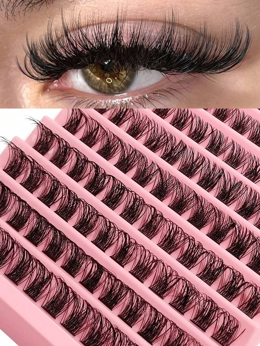 Asiteo 120根单根假睫毛，DIY睫毛嫁接簇，家用化妆用品，睫毛簇，睫毛簇，单根假睫毛，睫毛，假睫毛 - 黑色 - 查看 1