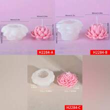 Molde de silicona con forma de loto suculento disponible en múltiples estilos, juego de molde DIY con pétalos en relieve 3D, vela decorativa estética para el baño, decoración de aromaterapia para el escritorio, regalo artesanal de jabón - Blanco - Ver 9