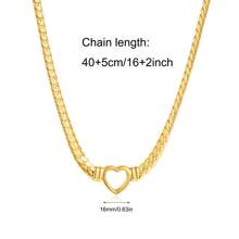 1pc Minimalist Waterproof 14K Gold Plated Stainless Steel Snake Chain Necklace Hollow Heart Design Mother's Day Gift Necklaces Women Party Chunky Jewelry Valentines,Mom,Mother,Mother's Day,Gift