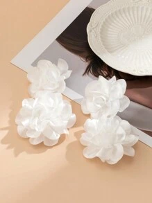 1 Cặp bông tai hoa vải thanh lịch thời trang dành cho nữ, Phụ kiện phong cách sàn diễn sang trọng, tuyệt vời cho trang phục trang trọng, lễ hội và tiệc tùng (Bao gồm miếng đệm trắng hoặc nút tai trong suốt để tránh kim đâm thủng bao bì, Sản phẩm thực tế có thể khác nhau) - trắng - Xem 4