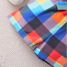 Rompers de cuadros coloridos con estilo callejero y tirantes para niña en verano - Multicolor - Ver 6
