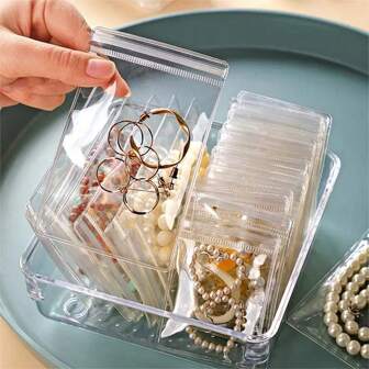 20Pcs Clear Jewelry Storage Bag,Self Locking Pvc Resealable Bag, Small Dustproof Jewelry Pouch Holder Organizer For Desk