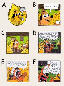 1 bucată This Is Fine Broșă drăguț smalț Pin desene animate Vopsea Insignă Accesorii pentru haine Fermec pentru geantă Artizanat Bijuterii pentru blugi Geantă Pălărie Guler Cămașă Cadouri de petrecere de Ziua Îndrăgostiților pentru bărbați și femei Dachshund Therian Ace drăguț Ace de rucsac