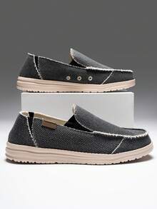 Nam Mùa hè Thoải mái Nhẹ Giày lười Giày đế bệt , Chống trượt - Màu xám đen - Xem 4