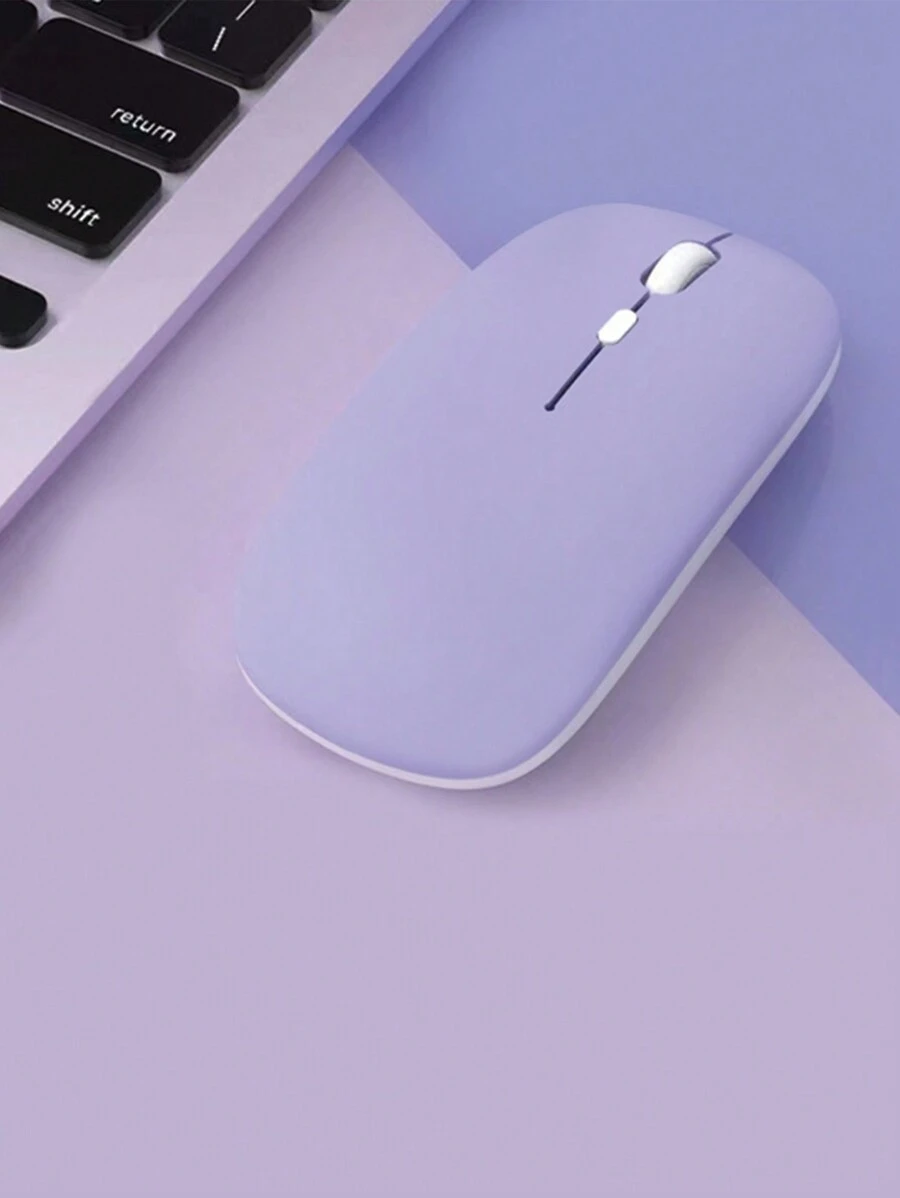 1pc ABS Material Ultra-Thin Wireless Mouse In Macaron Colors - Purple - View 1
