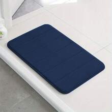 1 件装纯色柔软记忆海绵吸水防滑浴室垫适用于浴室、卫生间家居浴室装饰浴室地毯户外地毯门垫秋季装饰浴室配件返校入口装饰 - 藏蓝色 - 查看 2