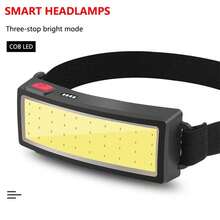 KENSUN قطعة واحدة ضوء فيضي COB LED قوي بقدرة عالية ، مصباح رأس قابل للشحن USB ببطارية مدمجة ، مصباح يدوي مضاد للماء قابل للحمل للمهام الخارجية ، ملحقات للصيد والتخييم - الأسود - مشاهدة 6