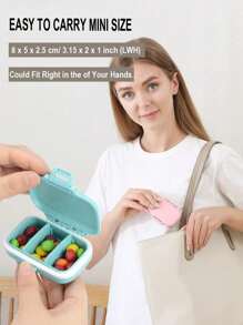 迷你便携式药丸收纳盒，3 格药丸盒平板电脑储存容器，每周药丸盒户外旅行药丸盒药丸盒药丸收纳盒药丸容器大学度假游轮暑假必需品医疗包药品收纳盒旅行配件旅行收纳盒旅行必需品旅行用品旅行包大学度假游轮暑假必需品急救箱 - 彩色 - 查看 5