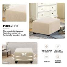 1入組通用彈性腳凳套,方形腳凳套、腳凳套、腳踏套、純色套,適用於客廳辦公室家居裝飾、傢俱保護套 - 米色 - 查看 5