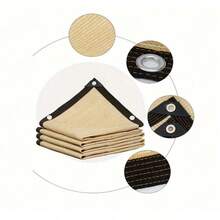 1pc Sun Block Shade Cloth With Edge Binding & Perforation For Outdoor Canopy, Balcony, Privacy Screen, Heat Insulation For Rooftop & Four Corner Sun Shade Sail - Khaki - View 9