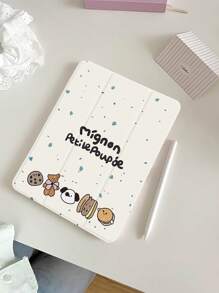 可愛熊餅幹圖案防摔矽膠平板電腦套,配筆槽和睡眠/喚醒功能支援,適用於三星、華為、小米、ipad等品牌設備 - 彩色 - 查看 1