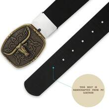 1 Miếng Nam Retro Văn học Phong cách Hoang dã Kim loại Vàng Khóa Con bò Đầu Khóa Nâu/đen chất liệu da PU Có thể điều chỉnh Thắt lưng Đối với Hằng ngày Lễ hội Đối với Trưởng lão & - Một kích thước phù hợp với tất cả - Xem 6