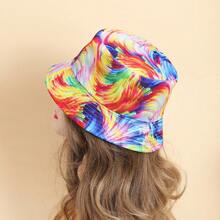 Boho 1入組塗鴉火烈鳥印花時尚可反轉漁夫帽，適合日常穿著（隨機圖案） - 彩色 - 查看 7