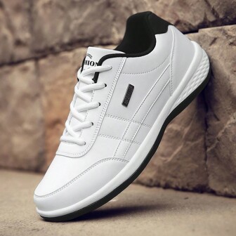 1pair Men's Large Size Lightweight Pu Low-Cut Lace-Up Sports Shoes For Outdoor Activities