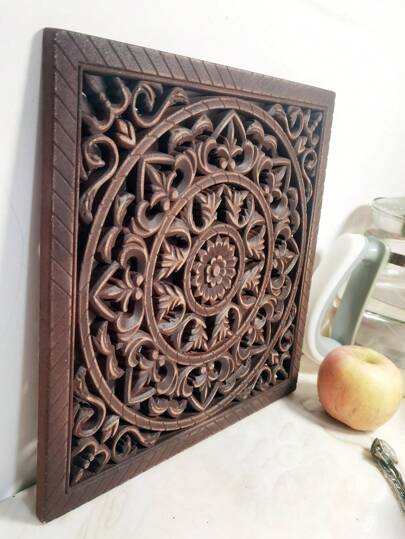 1pc Vintage Style Square Shaped 30cm Geometric Pattern Decorative Wall Hanging, Home Wall Decor, Creative Hanging Ornament