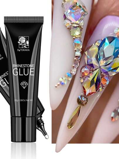 30 جرام غراء فصوص الماس لزينة أظافر بتصاميم ثلاثية الأبعاد ، أحجار كريمة ، خرز مرصع للتزيينات الأظافر، جل قوي للغاية