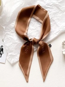 1 件女士字母印花丝绸围巾/头带/腕带，非常适合日常佩戴，时尚头巾、发带、头带非常适合装扮您的冬季秋季 - 駝色 - 查看 8