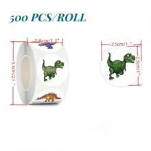 500 Pcs/ Bag Roll Dinosaur Incentive Sticker Label Decorative Label (1"(2.5cm) *500 In A Roll, 6 Designs Per Roll)Stickers,Sticker Roll,Dinosaur Stickers,Stickers,Dinosaur Stickers,Sticker Roll - Multicolor - View 5
