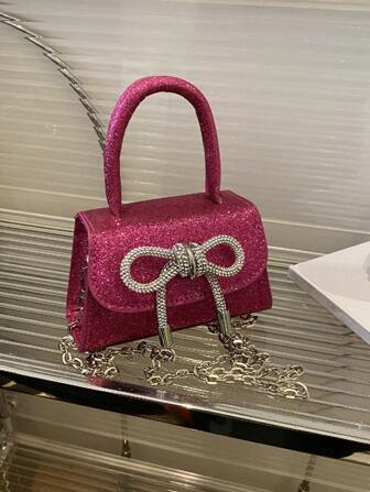 1pc Kids' Pu Handbag With Bowknot, Simple & Fashionable Shoulder Bag