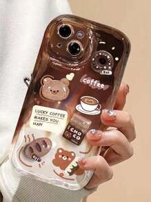 Fall Phone Case Apple Teddy Bear Cute Cartoon Bear Design Creamy Wavy Wave Handmade Sticker Accessory Soft Phone Case Cover, Compatible With IPhone 15pro Max/13/14/11/12 And For 11t/11pro/A134g A22 A21s/A32/A51/ A514g A52 S22 Ultra A335g Redmi10 Redminote114g Redmi11lite A53tpua14 /A23/S23ultra Waterproof Shockproof Anti-Fall Scratch Resistant - Multicolor - View 4