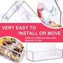 Trong suốt Hình ngôi nhà  Máng ăn cho chim Với Treo Hột Giá đỡ & 3 Sự Hút Cốc , Thích hợp Đối với Chim Ngoài trời - Nhiều màu - Xem 3