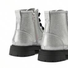 PENNYSUE Glitter Girls Boots Lace Up Waterproof Comfortable Kids Ankle Booties - 灰色 - 查看 5