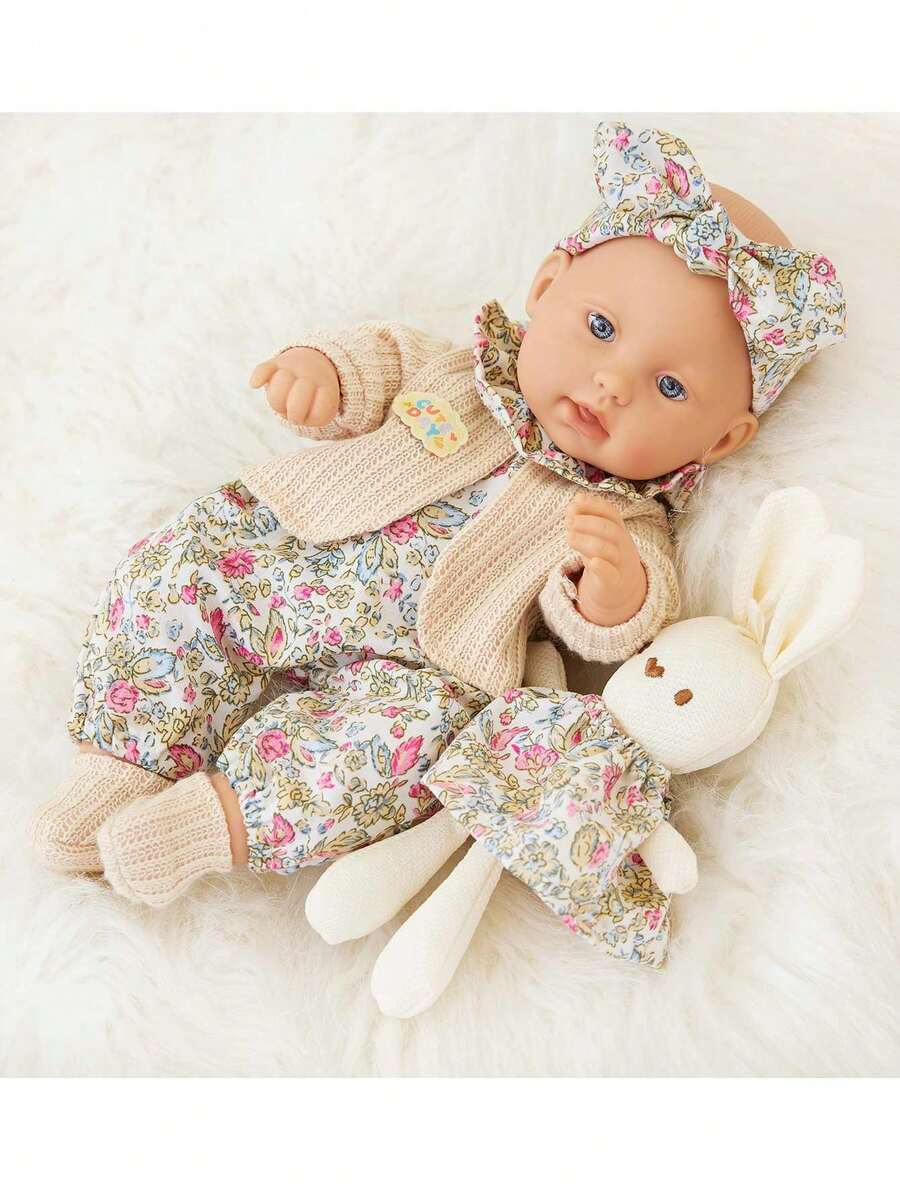 12Inch Reborn Doll With Realistic Outfit, Soft Vinyl Lifelike Doll For