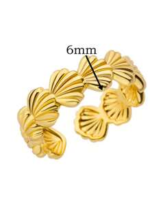 1 Pc Shell Open Rings For Women Men Aesthetic Gold Color Stainless Steel Rings Wedding Summer Jewelry Accessories Gift