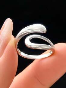 1pc S925 Sterling Silver Teardrop Adjustable Ring, Fashionable & Delicate Jewelry For Women, Suitable For Daily Wear Or Stacking