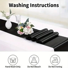 1 PC   Satin Table Runner  Long Wedding Satin SilkTable Runner For Wedding Banquet Graduations Birthday Party Decoration,Satin  Table Runner,Table Decorations Holiday - Black - View 3