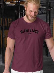 Camiseta Masculina Miami Beach Camisa 100% Algodão
