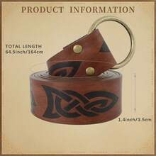 Thắt lưng hiệp sĩ thời trung cổ cho nam LARP Phục hưng O Ring Thắt lưng màu đen nâu cho áo dài Viking Trang phục hóa trang Halloween - A - Xem 8