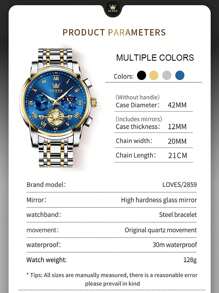 OLEVS. OLEVS Men's Watch Analog Quartz Movement Business Stainless Steel Waterproof Luminous Chronograph Day Date Luxury Dress Business Big Face Rome Number Diamond Dial Male Wrist Watches - Nhiều màu - Xem 9